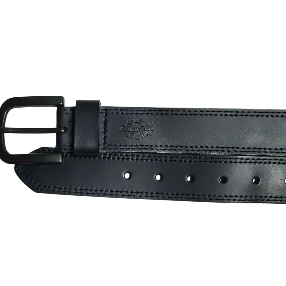 Dickies Men's Black Leather Belt Size 38/95 Double Stitch Work Casual 11DI02F9